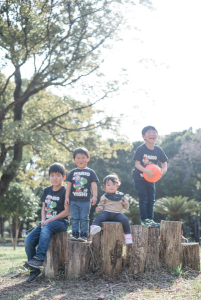 大阪・鶴見緑地公園の家族写真